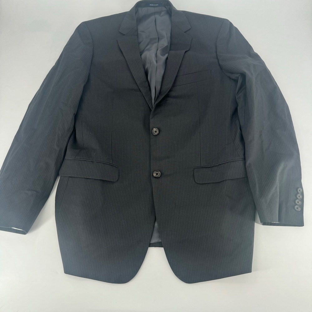 Ralph Lauren Mens 42L Wool Pinstripe Suit Jacket Blazer Black 2 Button SportCoat